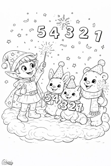 Omalovánka Odpočítávání do půlnoci