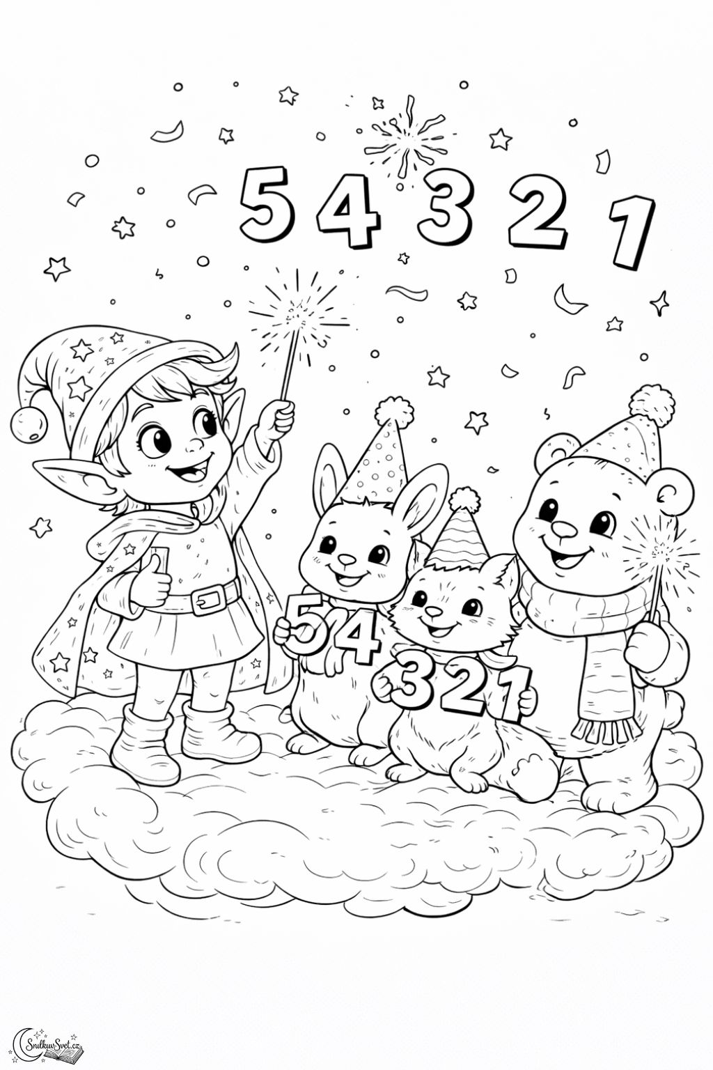 Omalovánka Odpočítávání do půlnoci