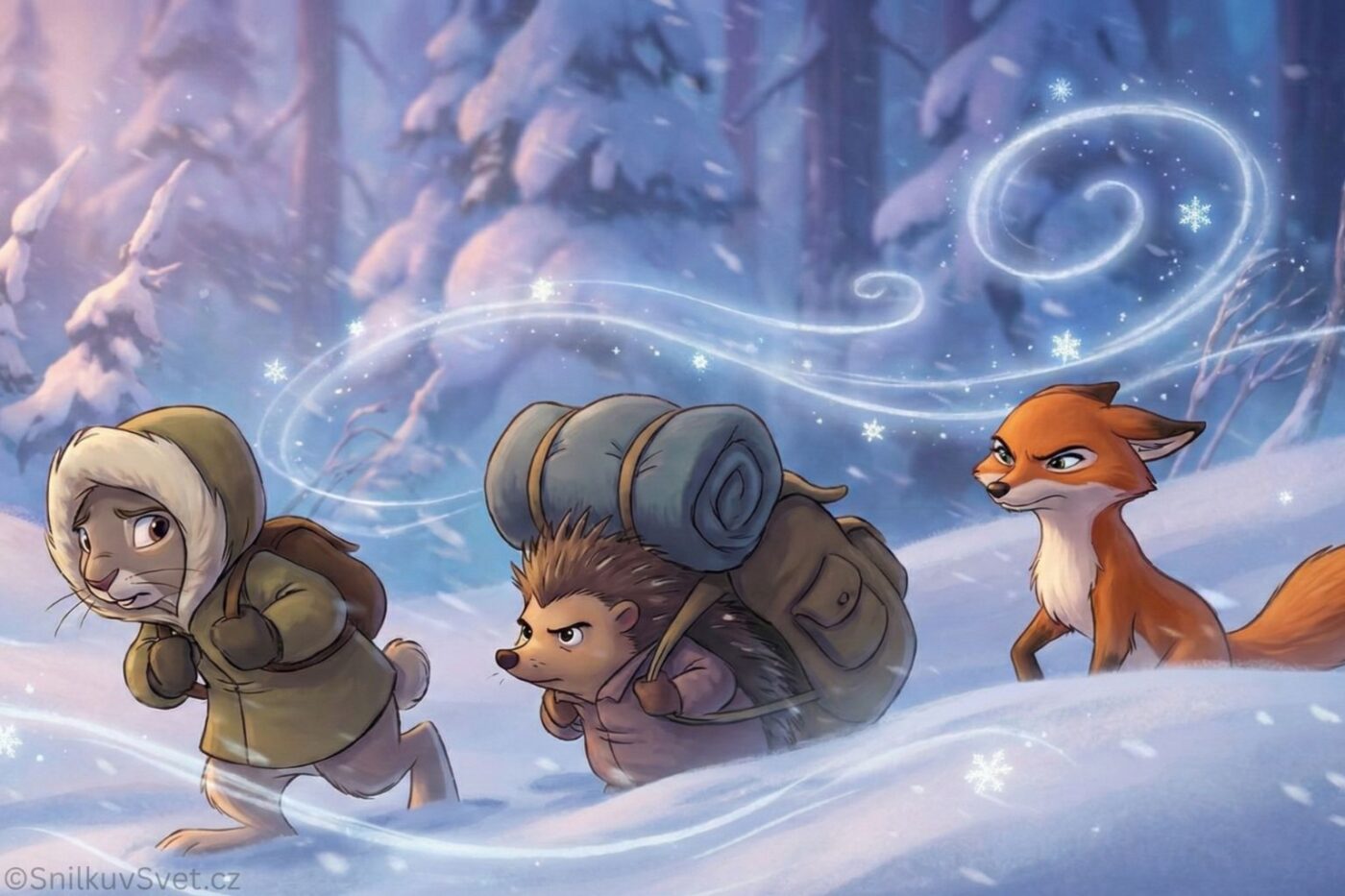 Sněžná bouře a vlčí stopy