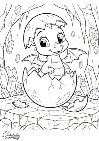 Omalovánka – Dráček se klube z vajíčka