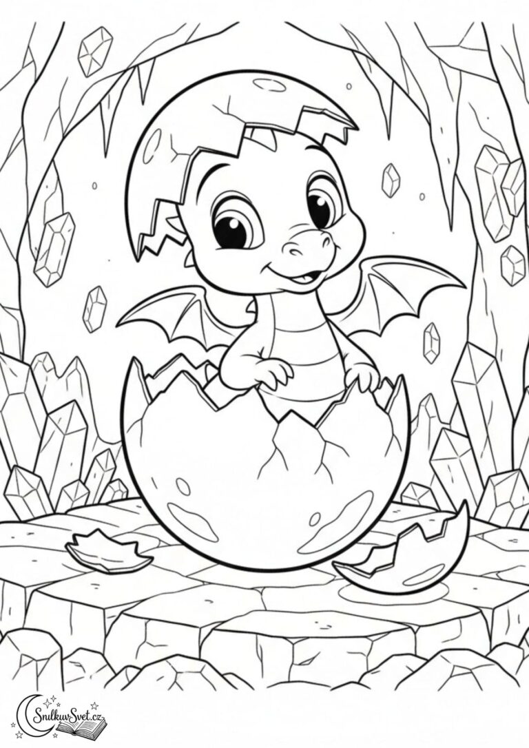 Omalovánka – Dráček se klube z vajíčka