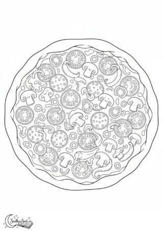 Omalovánka – Bohatě zdobená velká pizza