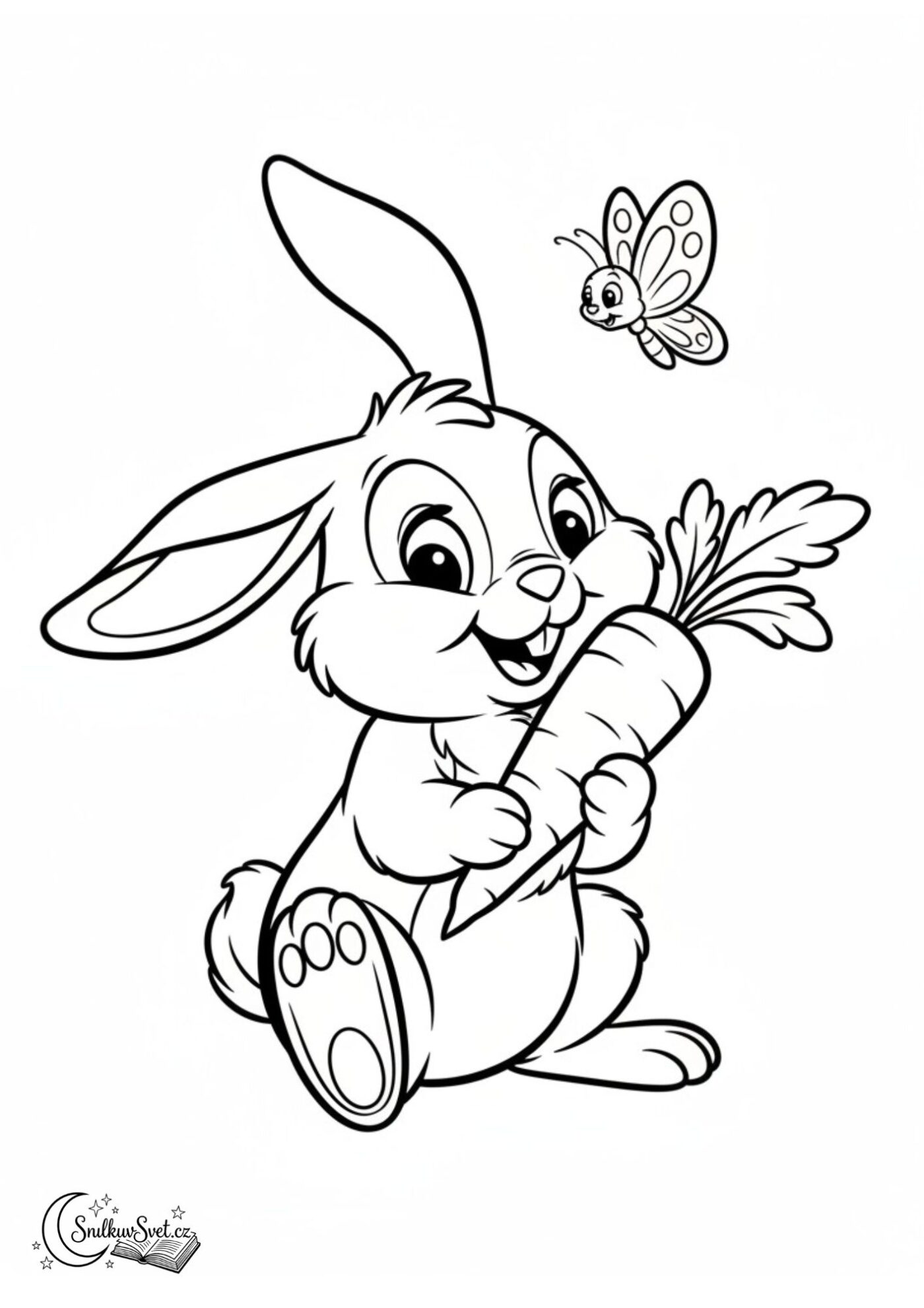 Omalovánka – Zajíček s mrkví a motýlkem