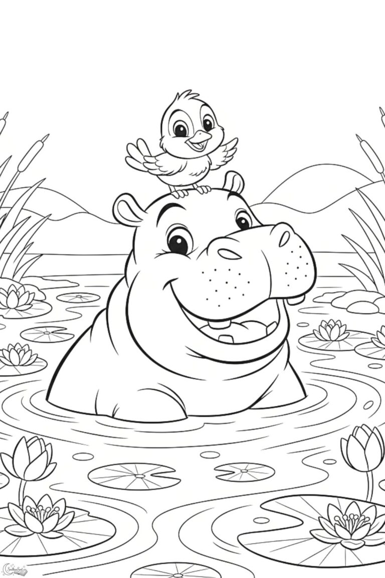 Omalovánka – Hroch s ptáčkem na hlavě