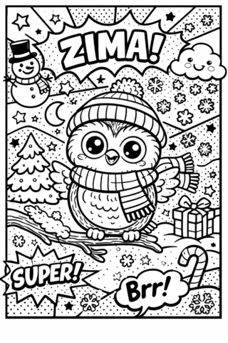 Omalovánka – Pop Art zimní sova