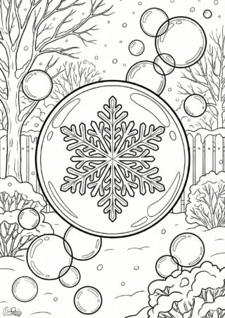 Omalovánka – Sněhová vločka v bublině