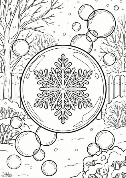 Omalovánka – Sněhová vločka v bublině