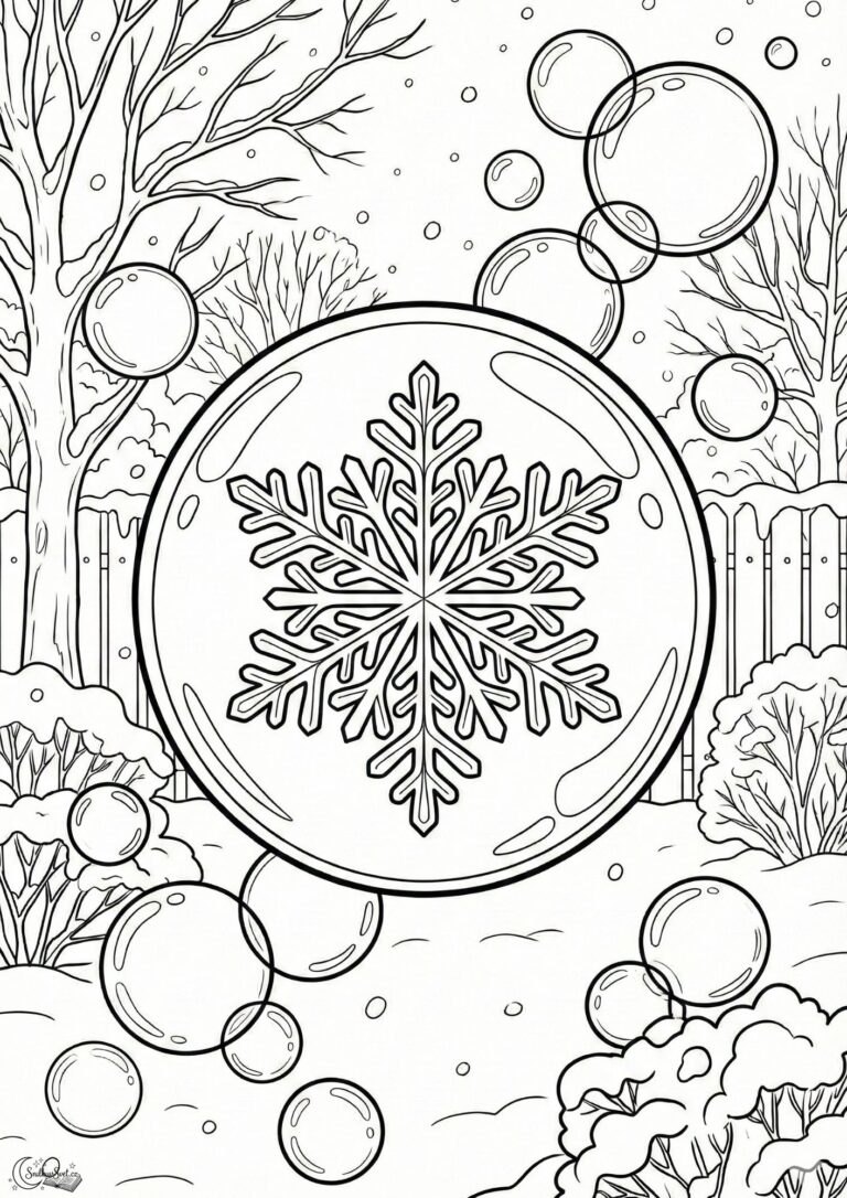 Omalovánka – Sněhová vločka v bublině