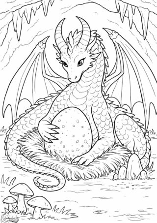 Omalovánka: Máma drak a její vzácné vajíčko