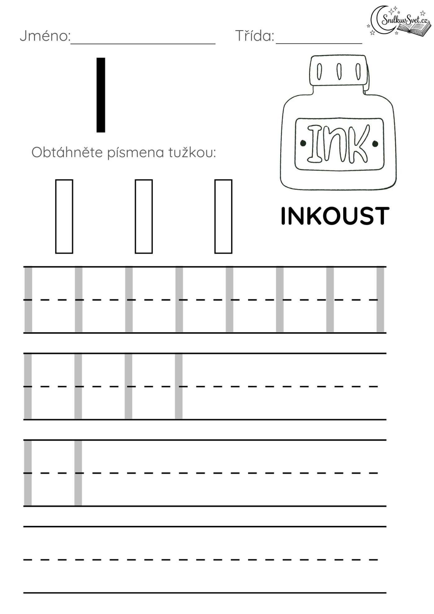 Písmeno I: Hravý pracovní list pro děti