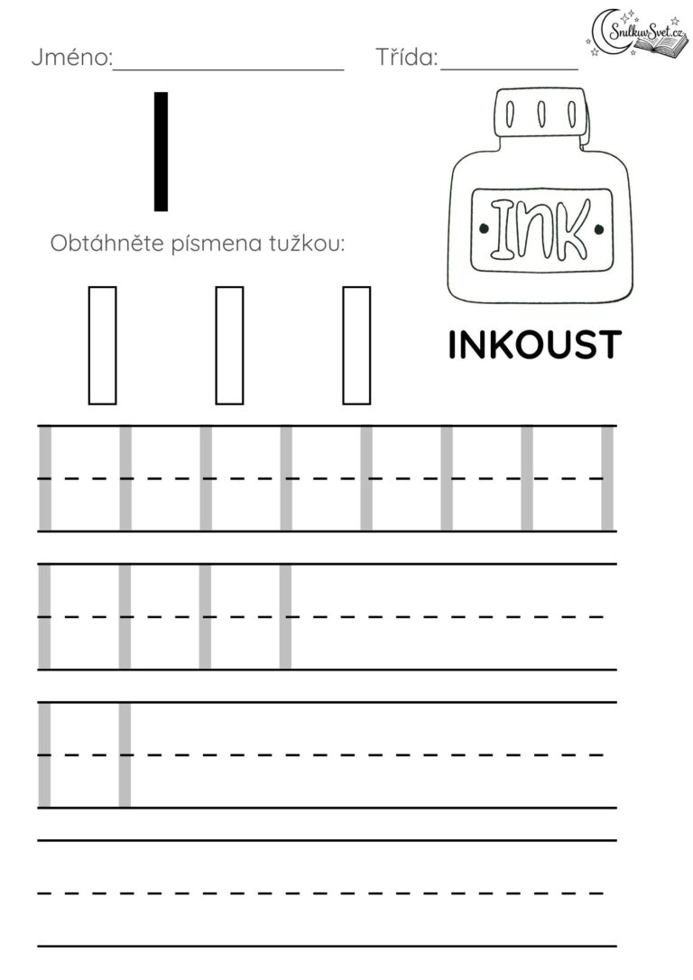 Písmeno I: Hravý pracovní list pro děti
