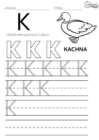 Písmeno K: Hravý pracovní list pro děti