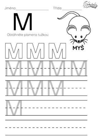 Písmeno M: Hravý pracovní list pro děti
