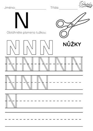 Písmeno N: Hravý pracovní list pro děti