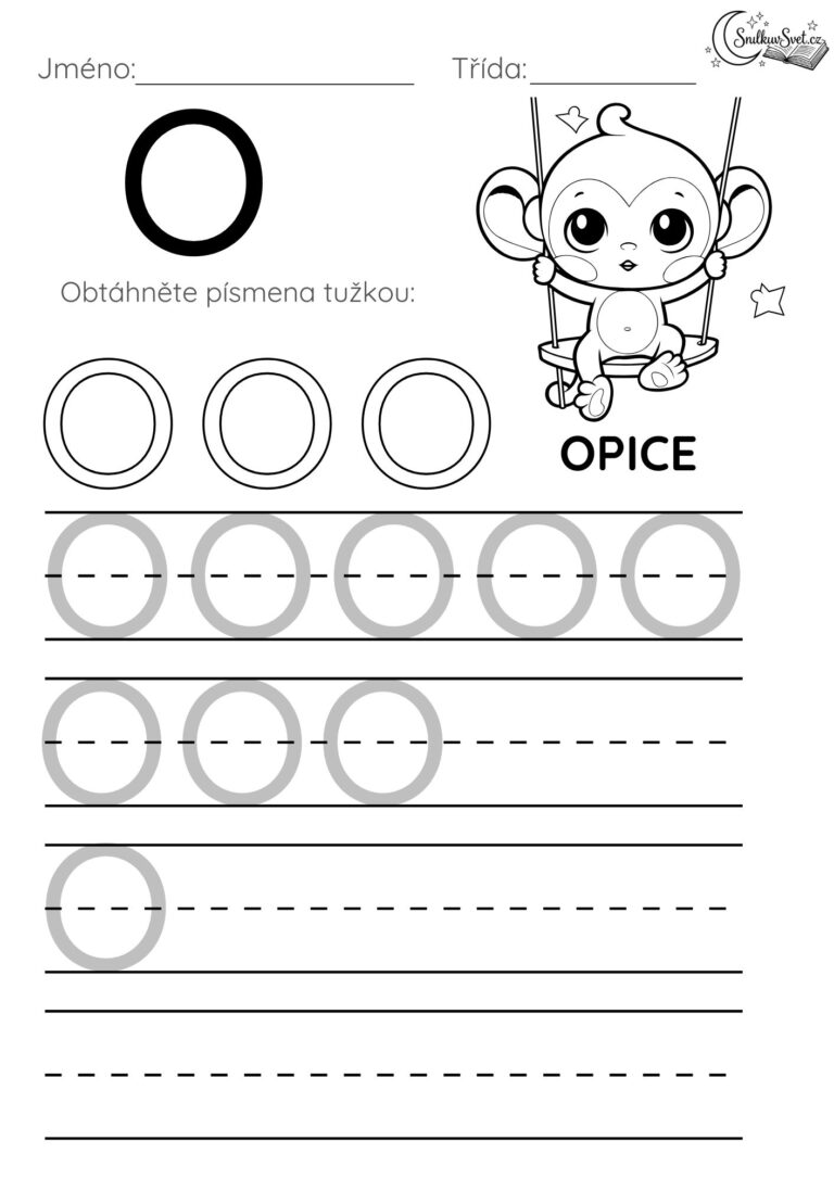 Písmeno O: Hravý pracovní list pro děti