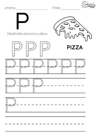 Písmeno P: Hravý pracovní list pro děti