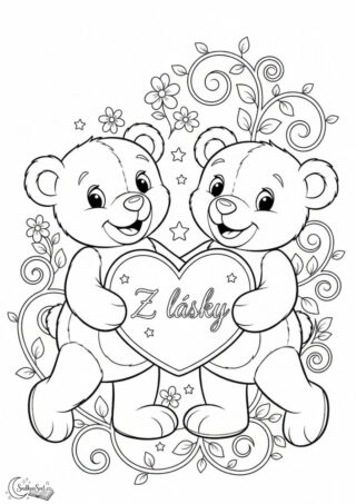 Omalovánka – Medvídci se srdcem z lásky
