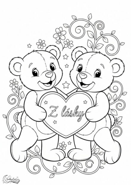 Omalovánka – Medvídci se srdcem z lásky