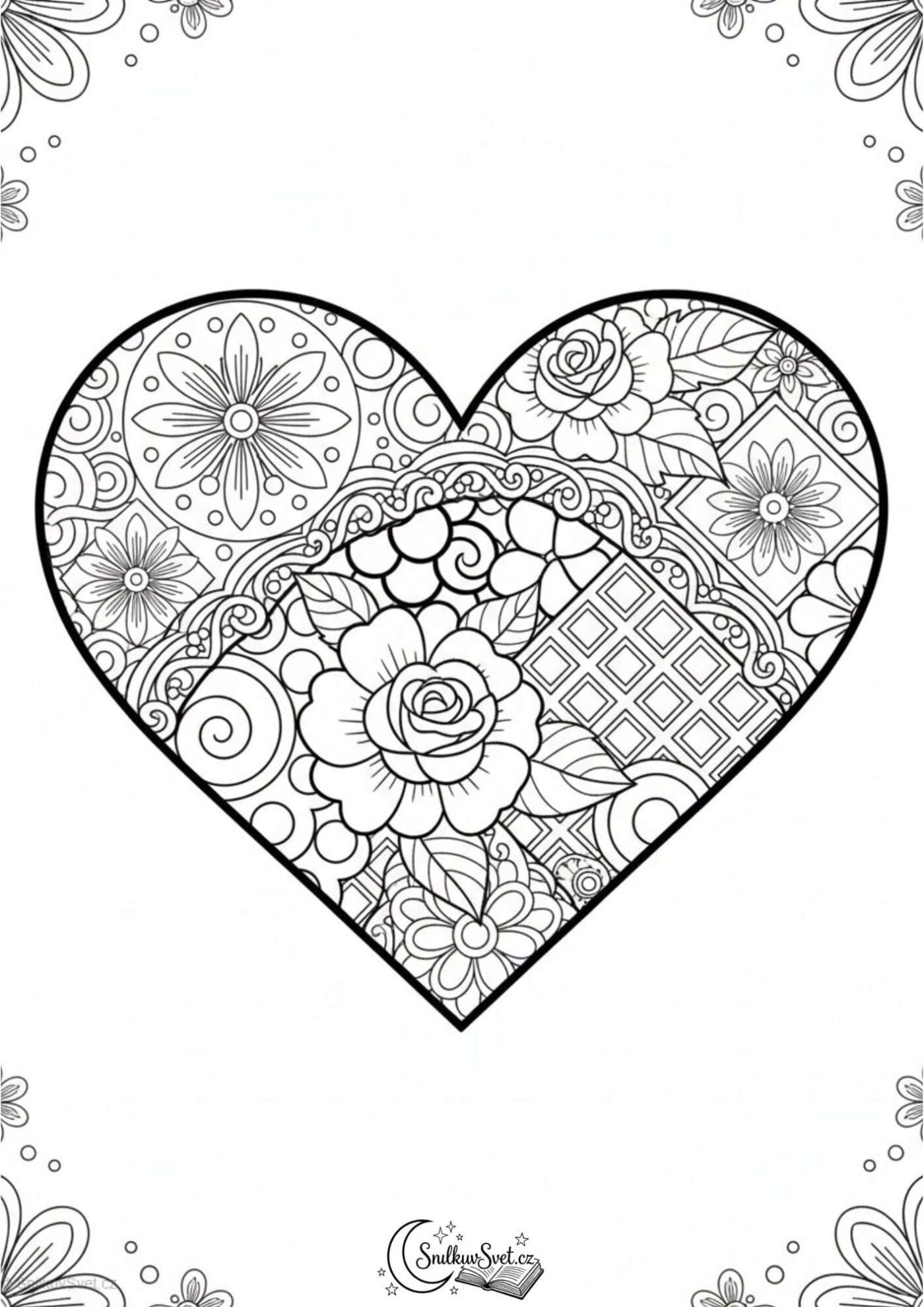 Omalovánka: Mandala srdce