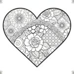 malovánka - Složité srdce tvořené mandalovými vzory, krajkou a geometrickými tvary.
