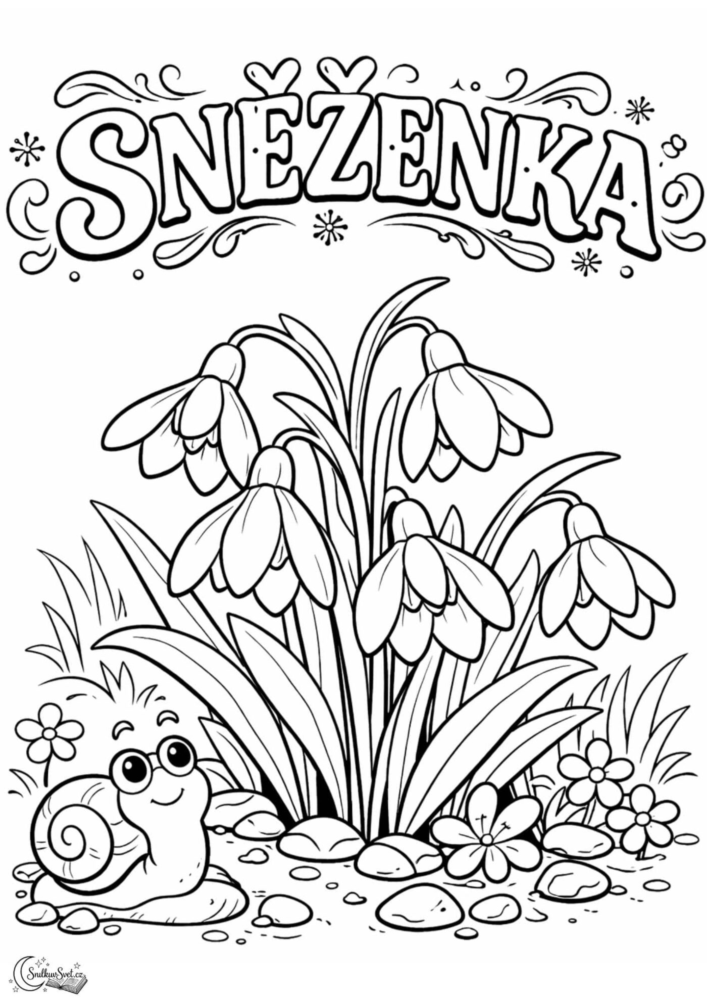 Omalovánka první jarní květiny: Sněženka