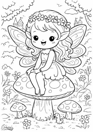 Omalovánka: Víla na muchomůrce