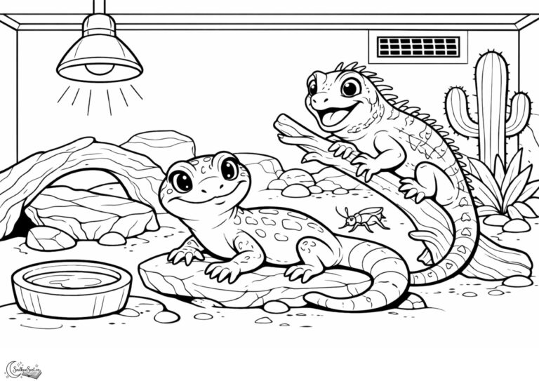 Omalovánka: Dvě ještěrky v teráriu