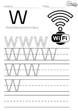 Písmeno W: Hravý pracovní list pro děti
