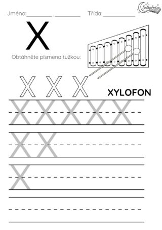 Písmeno X: Hravý pracovní list pro děti