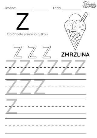 Písmeno Z: Hravý pracovní list pro děti