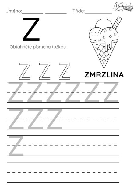 Písmeno Z: Hravý pracovní list pro děti
