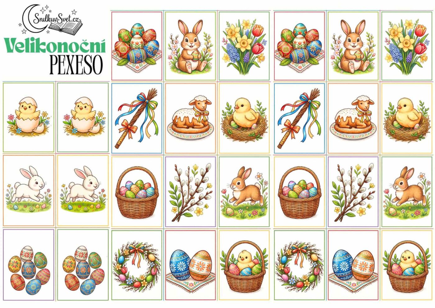 Velikonoční pexeso pro nejmenší: Veselá zábava k vytisknutí, která trénuje paměť i jemnou motoriku