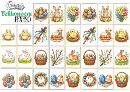 Velikonoční pexeso pro nejmenší: Veselá zábava k vytisknutí, která trénuje paměť i jemnou motoriku