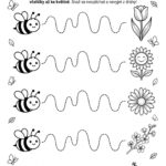 Grafomotorický list pro děti: Včelička letí ke květině