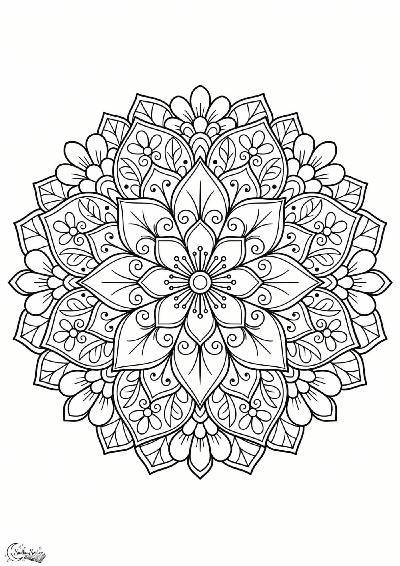 Omalovánka: Rozkvetlá mandala
