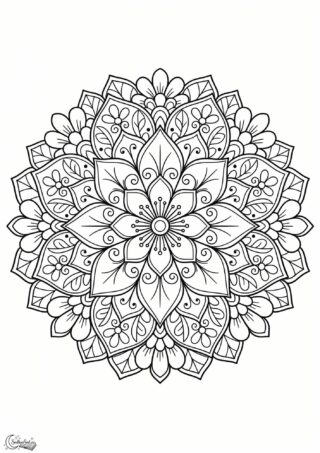 Omalovánka: Rozkvetlá mandala