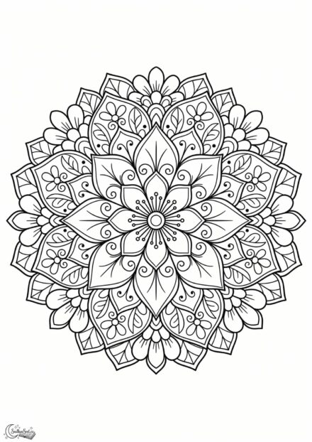 Omalovánka: Rozkvetlá mandala