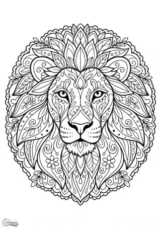 Omalovánka: Majestátní lví mandala