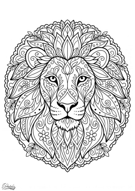 Omalovánka: Majestátní lví mandala