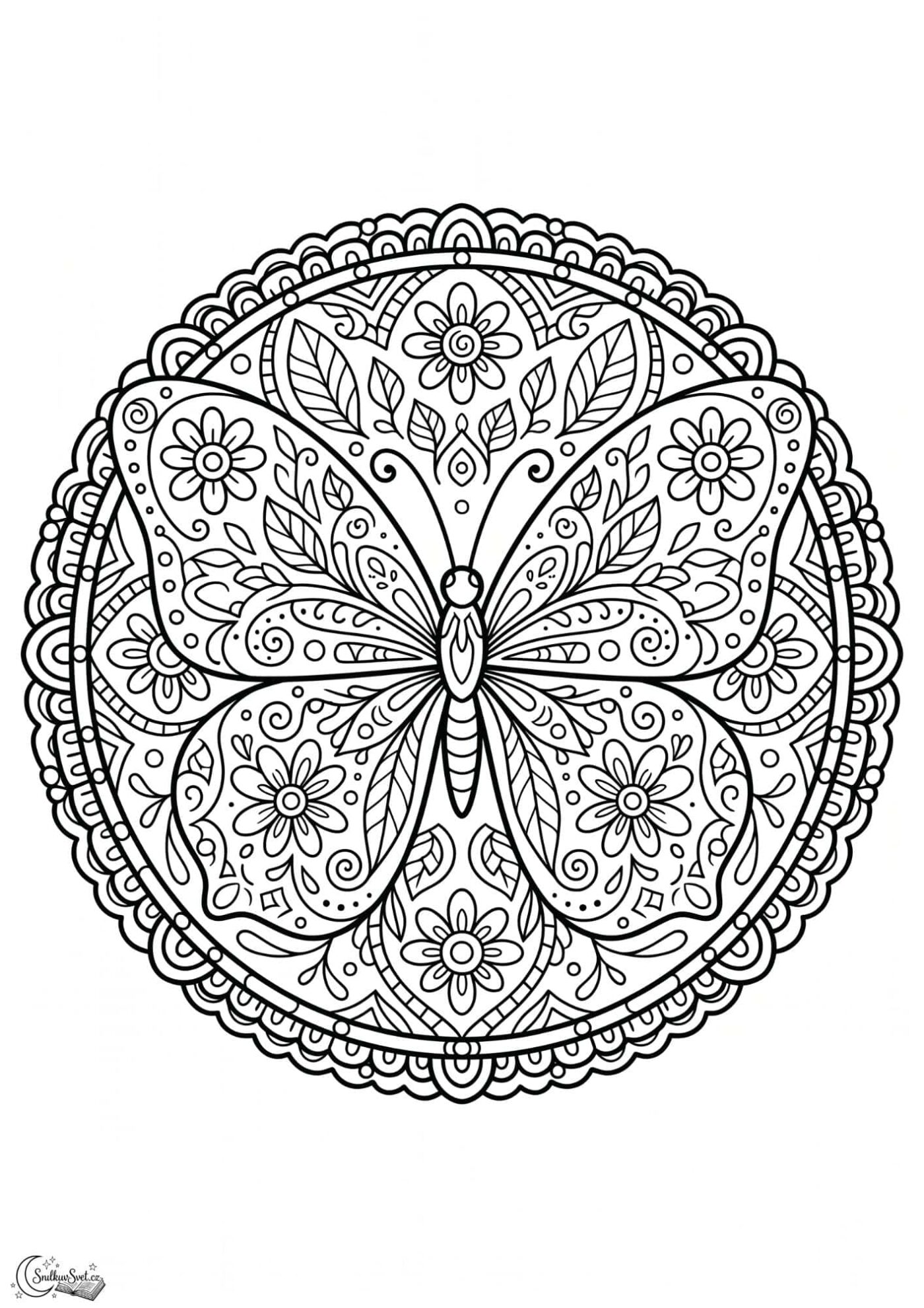 Omalovánka: Motýlí mandala