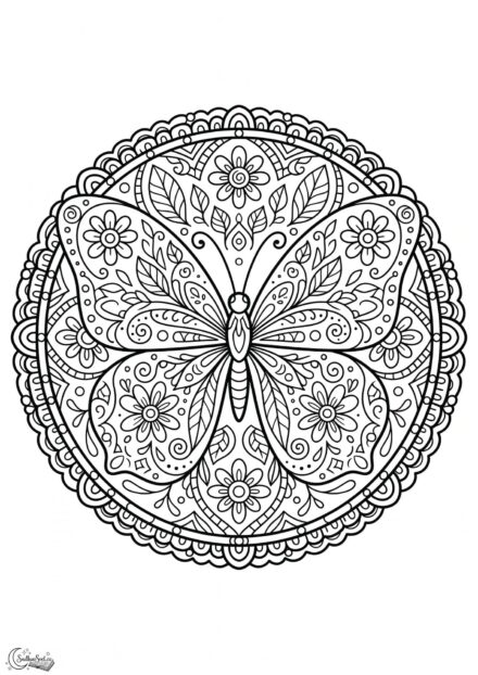 Omalovánka: Motýlí mandala