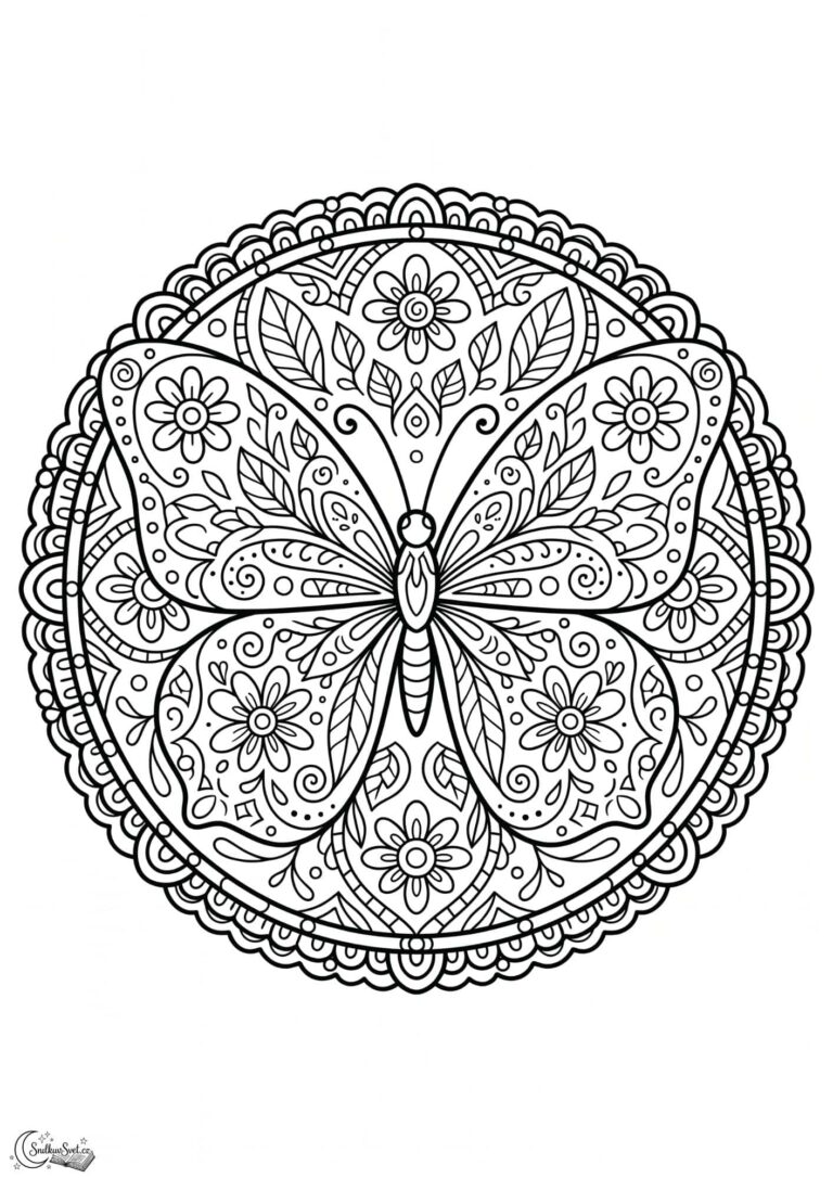 Omalovánka: Motýlí mandala