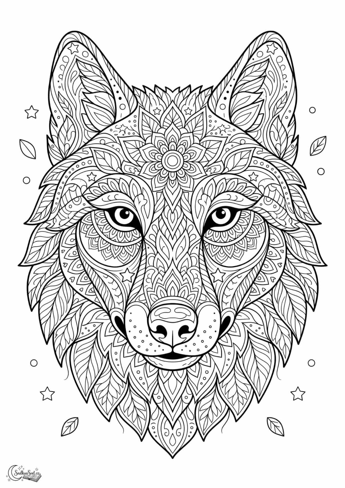 Omalovánka: Tajemná vlčí mandala
