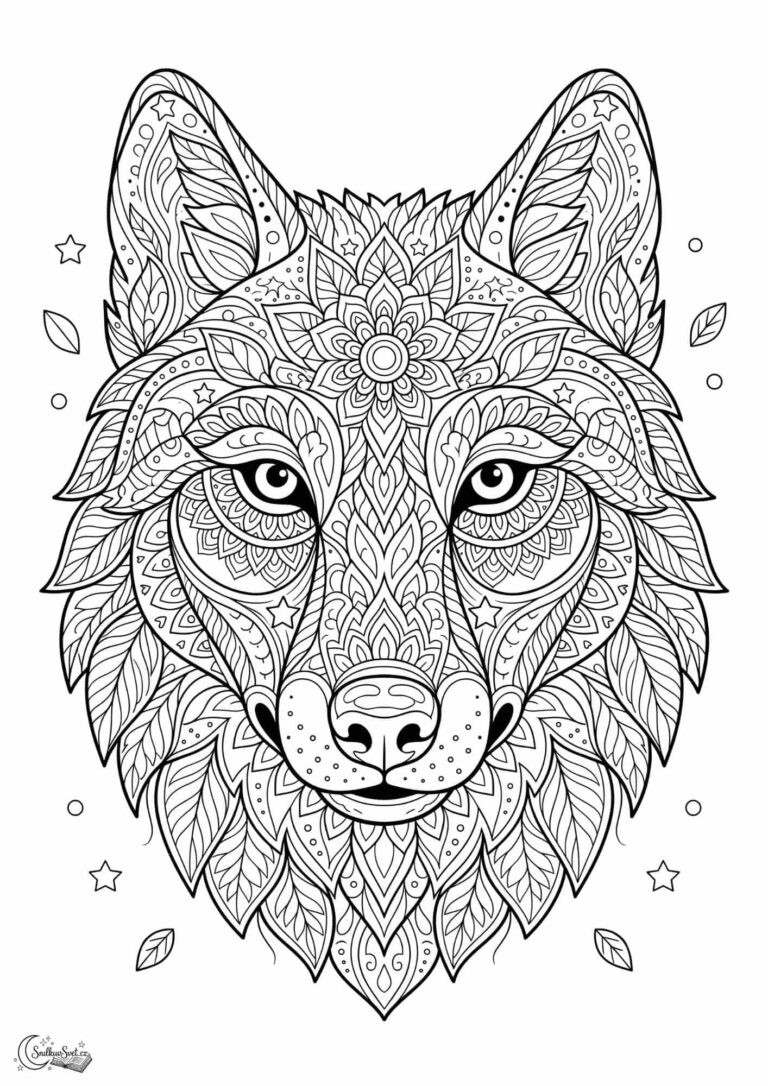 Omalovánka: Tajemná vlčí mandala