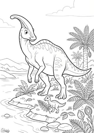 Omalovánka: Parasaurolophus