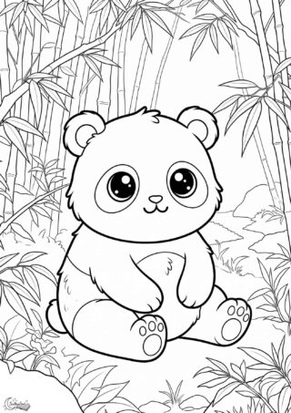 Omalovánka: Panda v bambusovém lese
