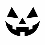 Klasická černobílá šablona obličeje na vyřezávání halloweenské dýně